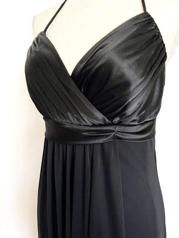 Vintage 1990s Black Satin & Mesh Empire Waist Hal… - image 7