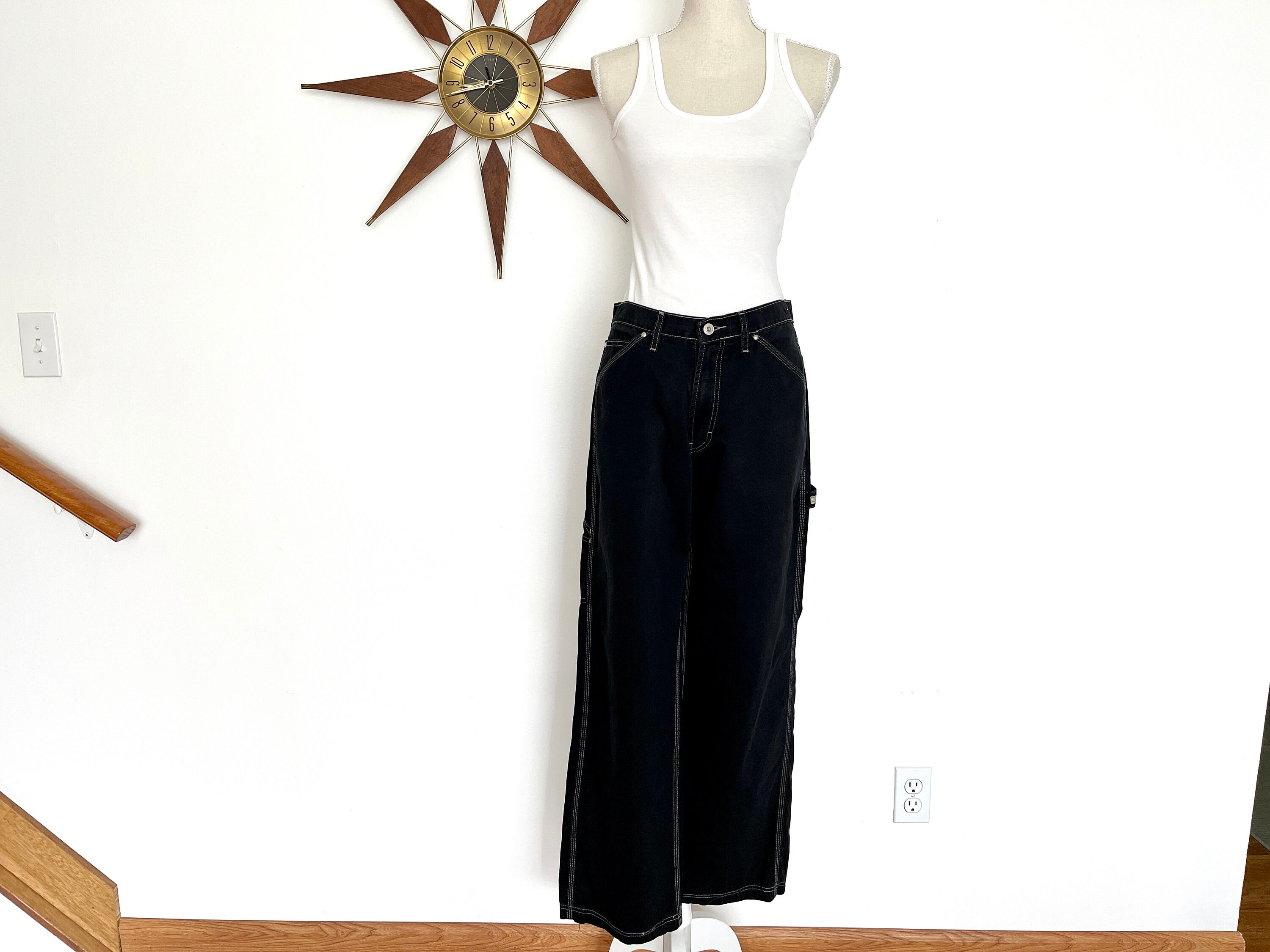 Vintage 1990s Jordache Black Wide Leg Carpenter Jeans, Black Vintage 1990s Jordache Black Wide Leg Carpenter Jeans, Black