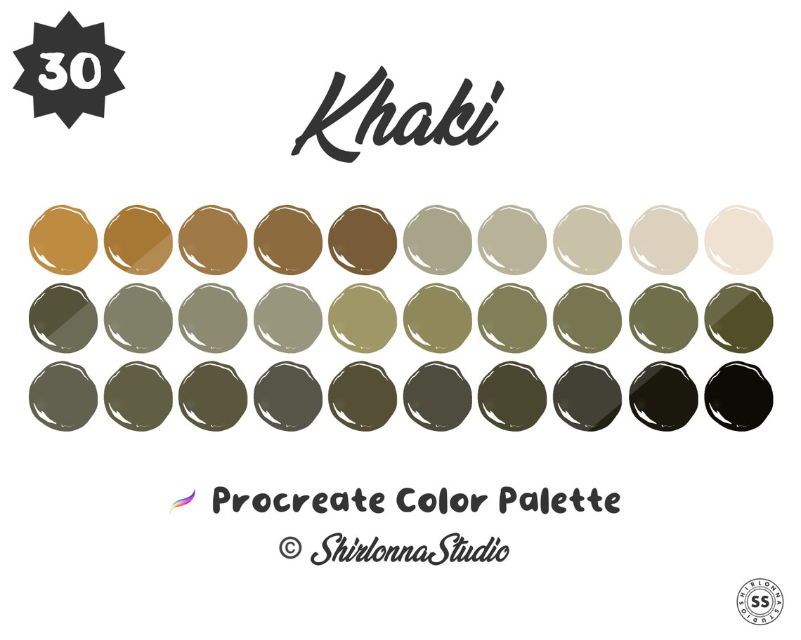 30 Khaki Color Palette Procreate Swatches Etsy