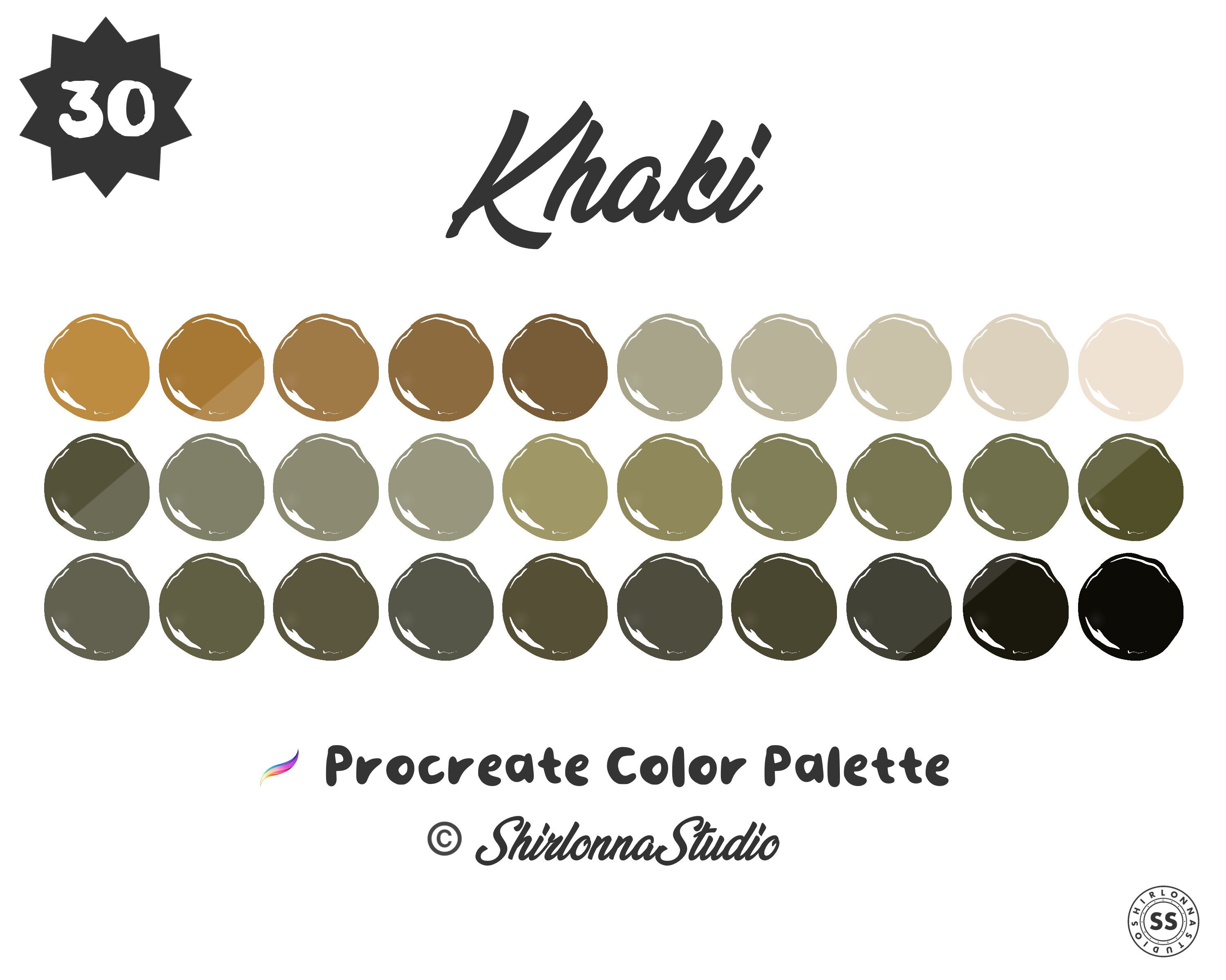 30 Khaki Color Palette Procreate Swatches | Etsy