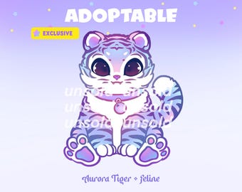 Felino adoptable • Felino peludo adoptado / Fursona • PNG • Aurora Tiger • EXCLUSIVO