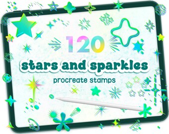 120 Stars & Sparkles Procreate Stamps | Starstruck | Hand-drawn