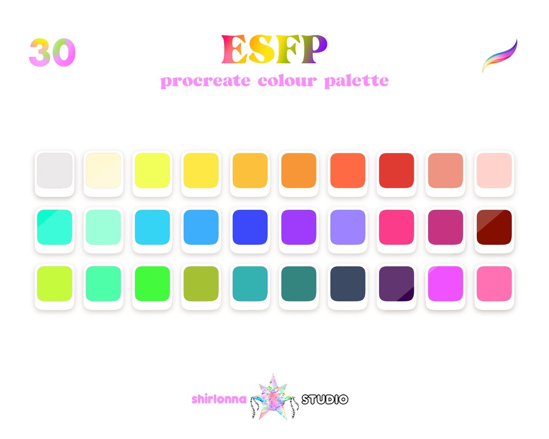 30 ESFP Procreate Color Palette - Etsy