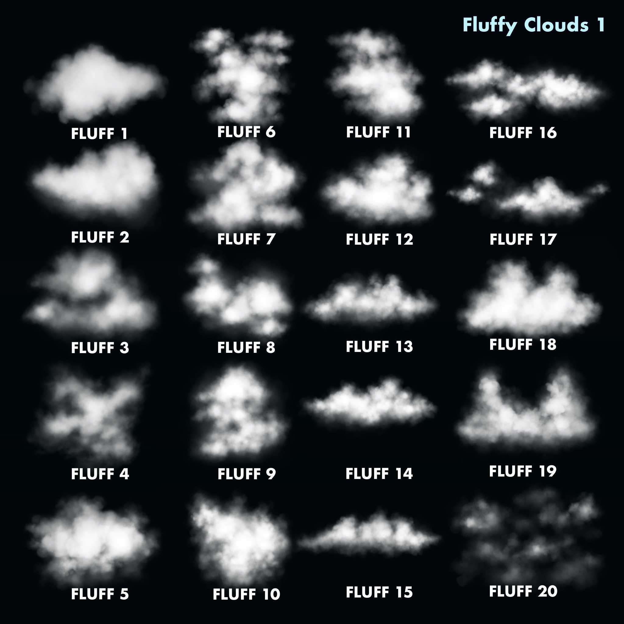 50 Fluffy Clouds Procreate Stamps - Etsy