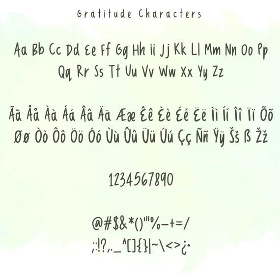 Gratitude Typeface Otf Ttf Handwritten Font Etsy
