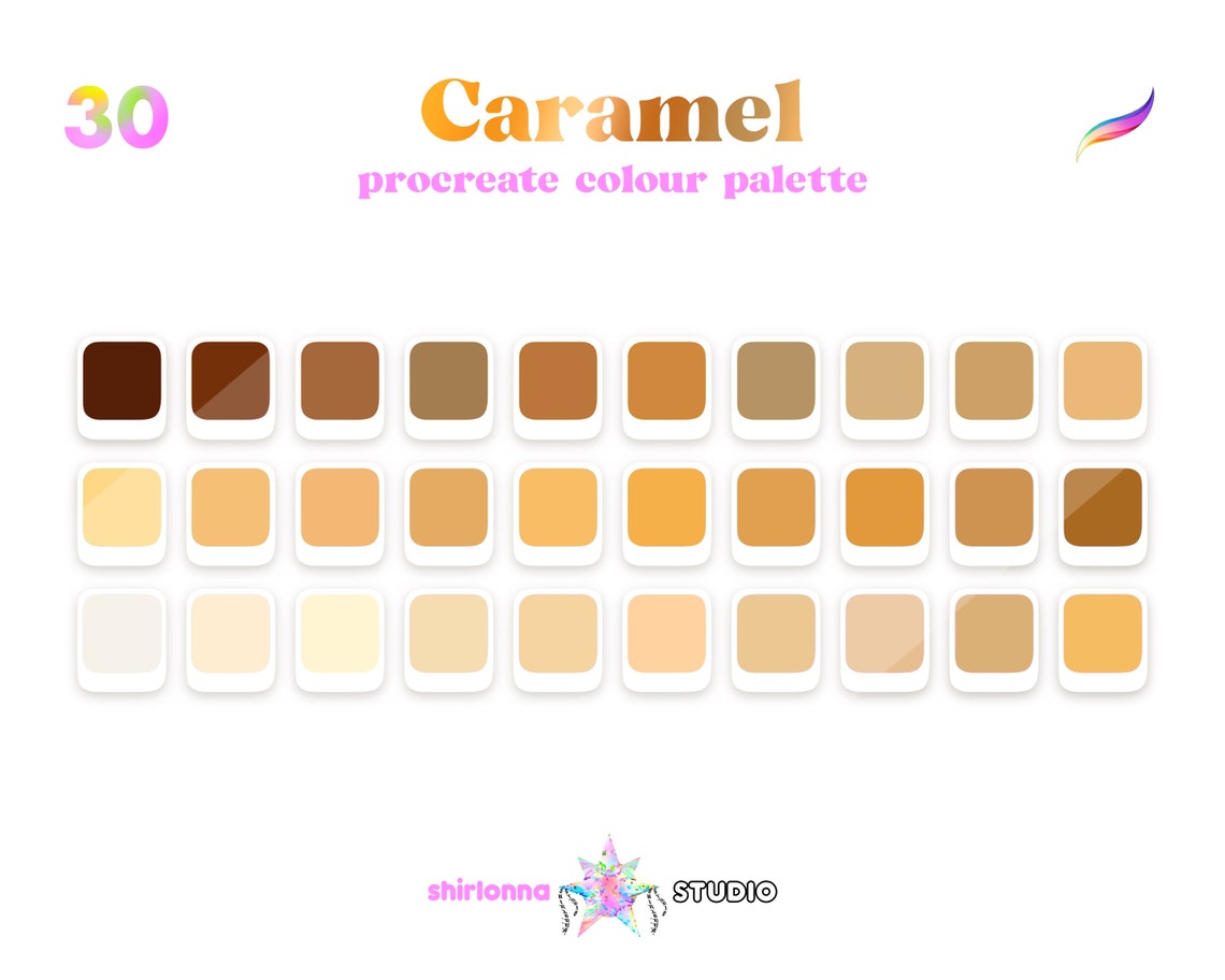 30 Caramel Color Palette Procreate Swatches Etsy