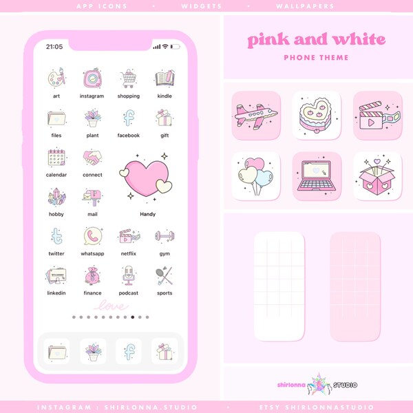 Pink & White Minimalistic Phone Theme • App icons, widgets, wallpapers