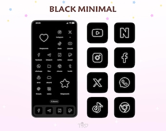 Black Minimal Phone Theme • App icons, widgets and wallpapers