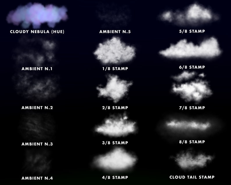 60 Clouds Pack Procreate Brushes & Stamps - Etsy