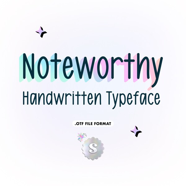 Noteworthy Handwritten Typeface • OTF file format • Notes, Planners, Journals, etc.