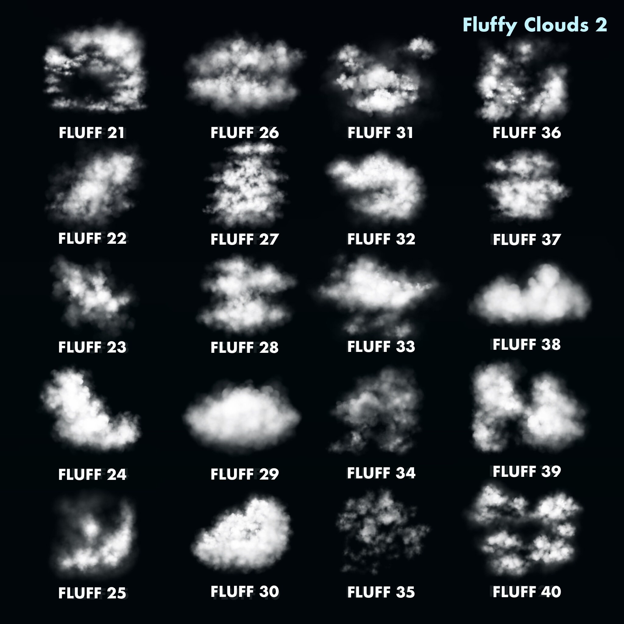50 Fluffy Clouds Procreate Stamps - Etsy