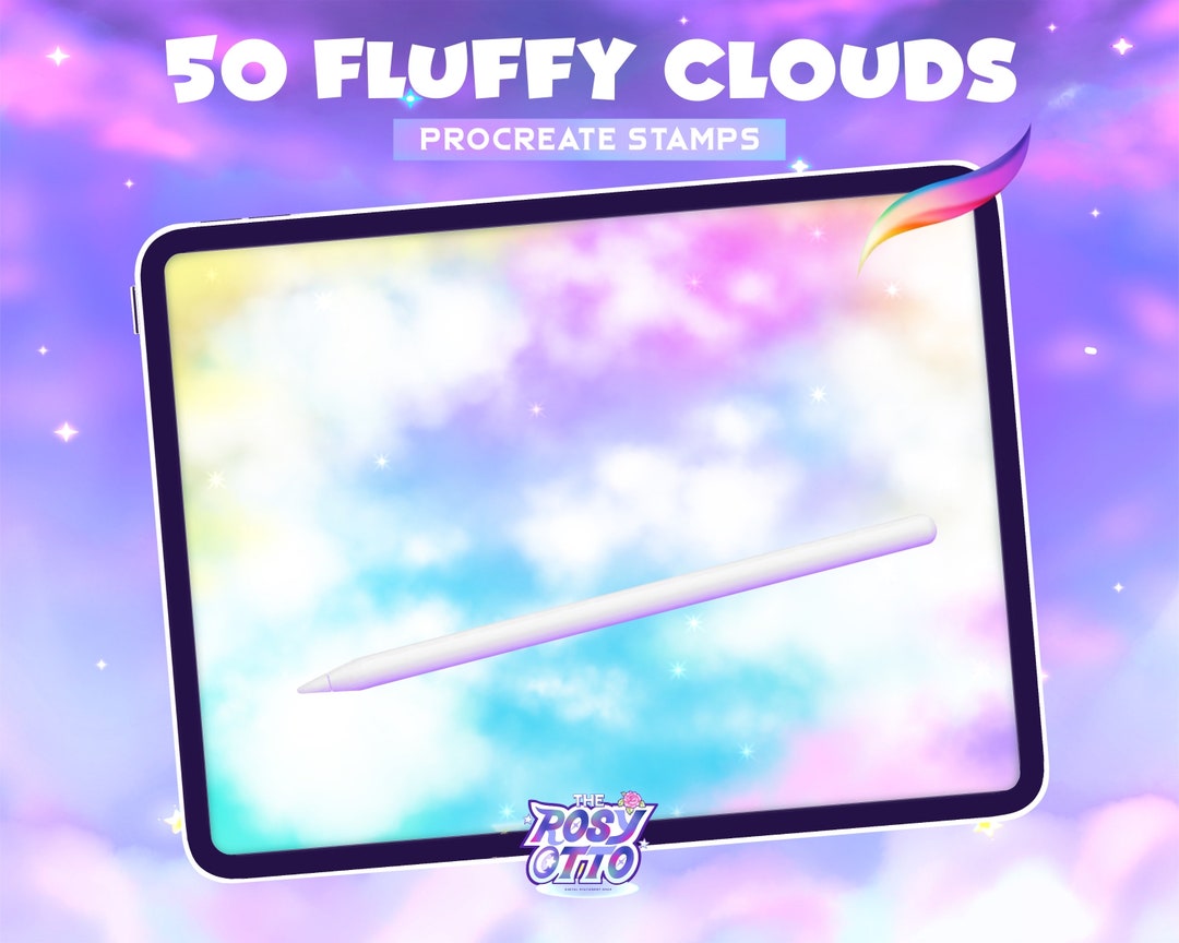 50 Fluffy Clouds Procreate Stamps - Etsy