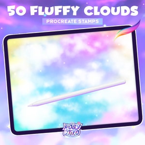 50 Fluffy Clouds Procreate Stamps