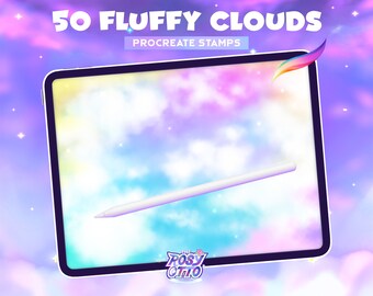 50 Fluffy Clouds Procreate Stamps
