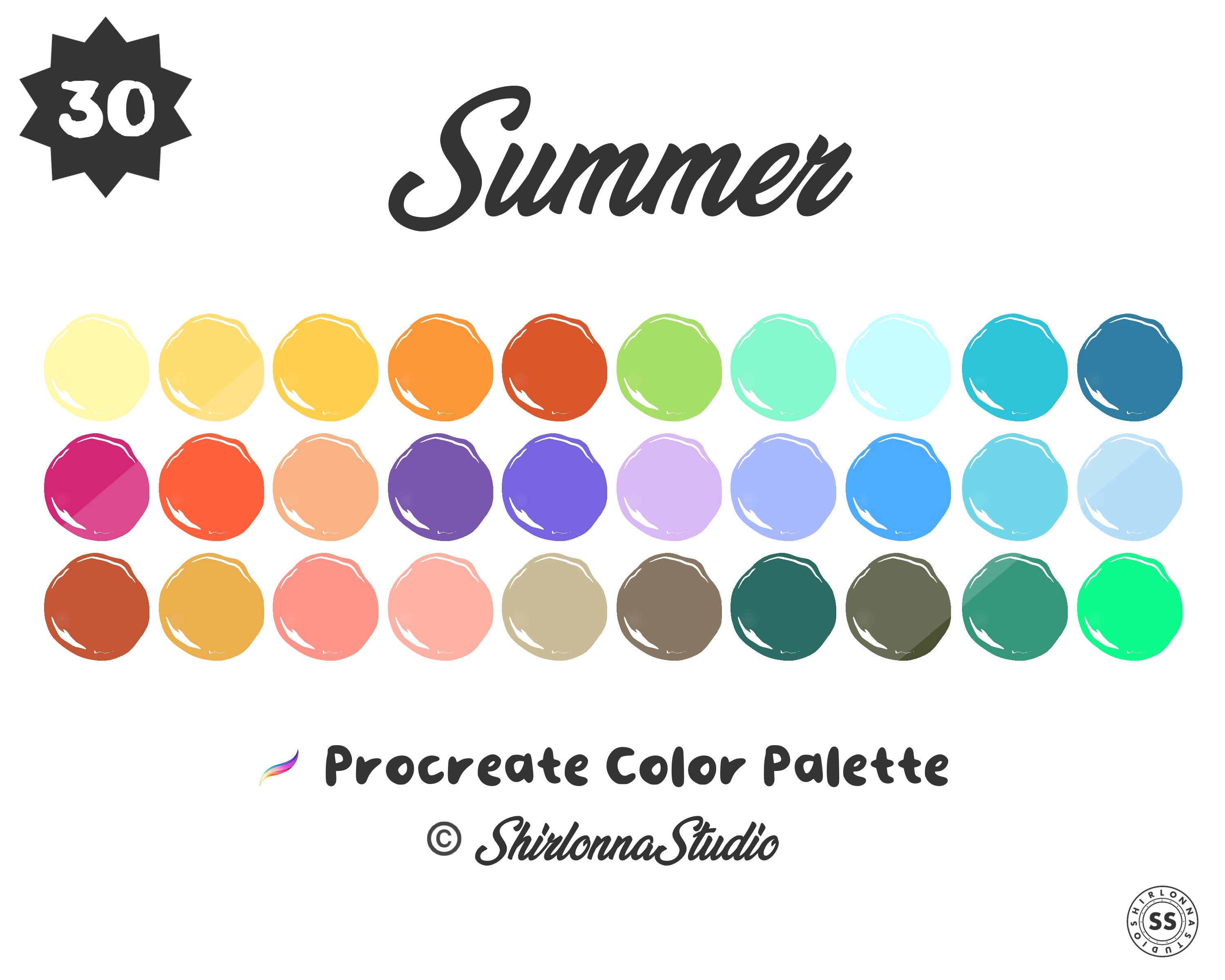 30 Verano Paleta de Colores Procreate Swatches Etsy