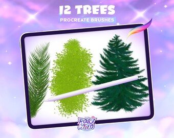 12 Trees Pack • Procreate Brushes • Hand-drawn