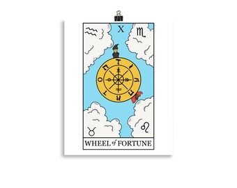 Wheel of Fortune 8x10 Print, Tarot Print, Major Arcana, Cottagecore, Gnome