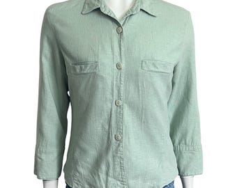 VINTAGE 90s Sage Green Blouse Size Small
