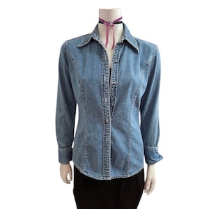 Vintage 90s Gap Denim Blouse Size Small Jean Button Up Shirt