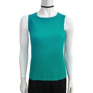 Camiseta sin mangas verde acanalada Bellisima vintage Y2K, talla grande