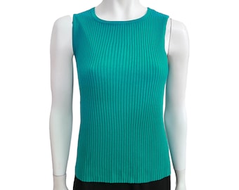 Vintage Y2K Bellisima Ribbed Green Sleeveless Tank Top Size Large