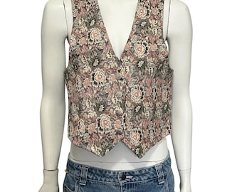 VINTAGE Floral Tapestry Waistcoat Vest Size Medium