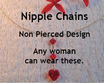 Nipple Chains - Love Hearts - Butterflys - Pearls - Non Pierced designs any woman can wear - Non piercing nipple rings sits on your nipples.