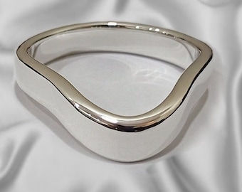 Ergonomic designed Scrotum Cock Ring - Curved to fit your body - Heavy weighted - Custom Made in Solid Silver - Men's cock and ball rings.