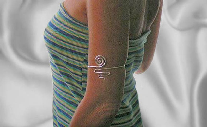 Arm Band Body Jewellery Hand Made in Solid Silver Adjustable armbands. Stunning Snake design. image 2