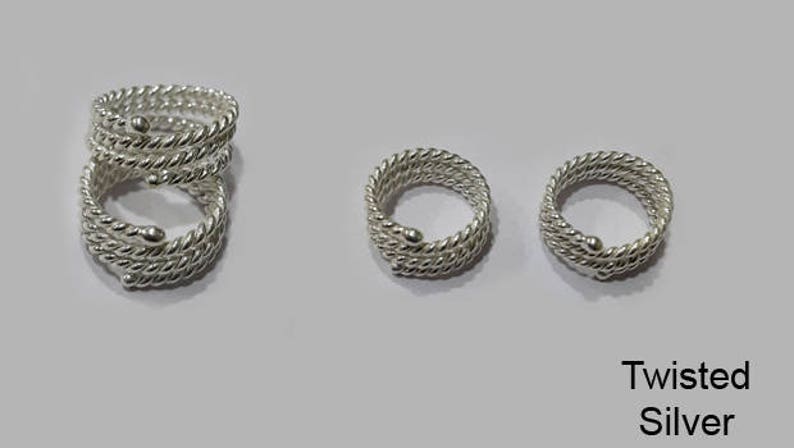 Triple Nipple Rings Non Piercing Handmade Twisted, Solid or Braided Silver Sold in Pairs Body Jewelry for women with large nipples. image 4