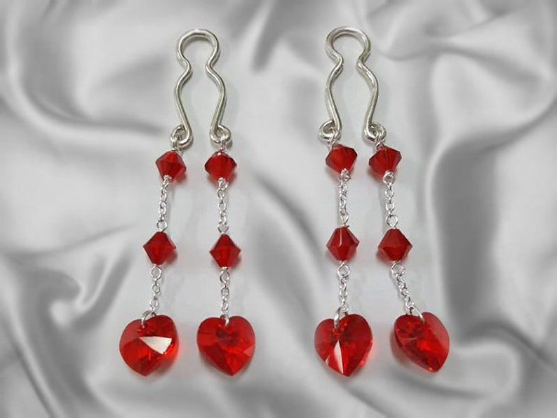 Nipple Clips Non Piercing Solid Silver With Swarovski Etsy