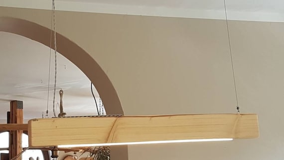 Ceiling Lamp With Led Strip Ceiling Lamp Made Of Beams Wood Etsy