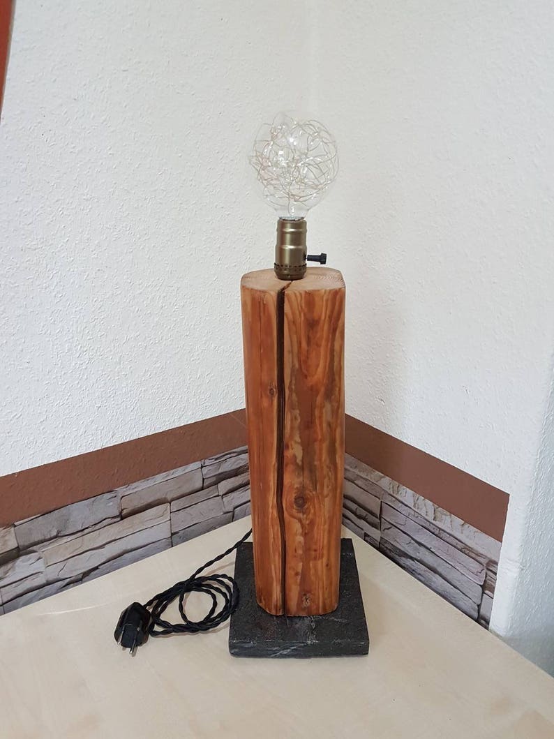 Designer Tischlampe Stehlampe aus Holz Balken Handarbeit | Etsy