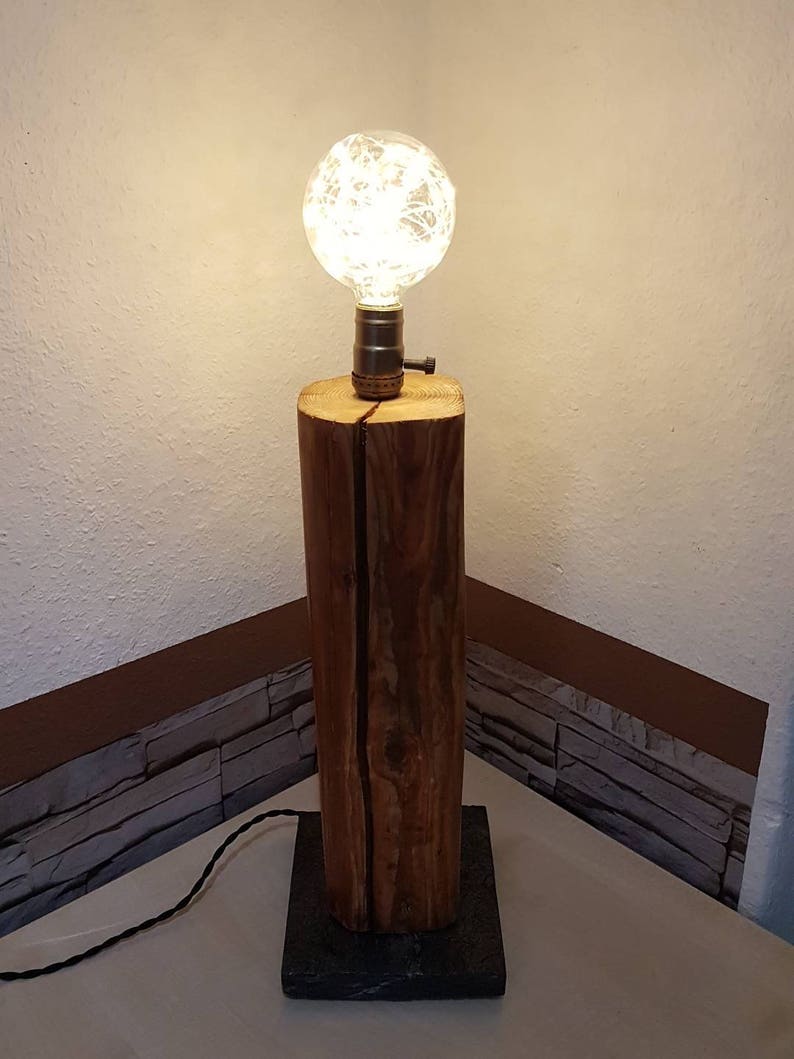 Designer Tischlampe Stehlampe aus Holz Balken Handarbeit | Etsy