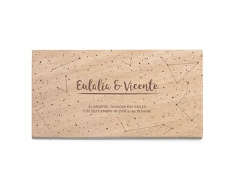 Screen Printed Wooden Invitation Model "Constellation"