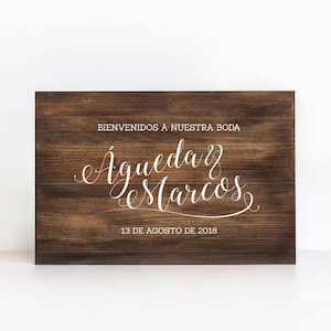Cartel De Madera Personalizado "Caligrafía"