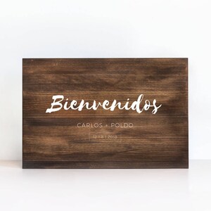 Cartel De Madera Personalizado "Minimal Bienvenidos"