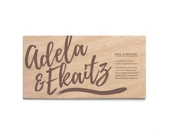 Screen Printed Wooden Invitation Model "Brush"