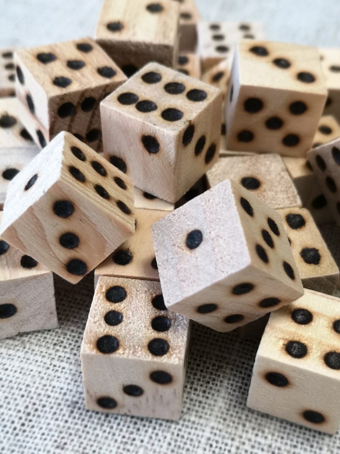 Set of 4 Wooden Dice Dice Game Set Dot Dice Set Etsy