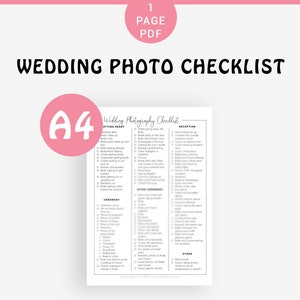 Wedding photo checklist MINIMALIST plan all of your wedding photography opportunities ahead with this planner image 1