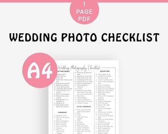 Wedding photo checklist MINIMALIST - plan all of your wedding photography opportunities ahead with this planner!