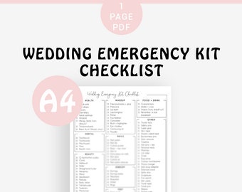 Wedding emergency kit checklist (Minimalist) | printable wedding day survival kit