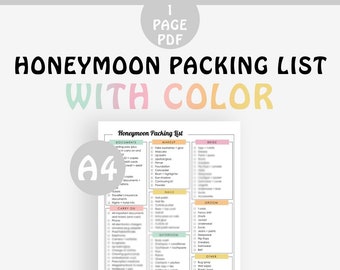 Honeymoon packing list | printable checklist, honeymoon checklist, honeymoon list, honeymoon gift, honeymoon, packing checklist, printable