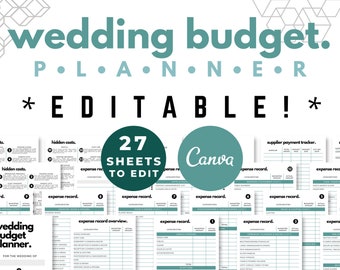 Editable Wedding Budget Planner Templates Canva / wedding budget template / wedding budget sheet / wedding budget planner printable / canva