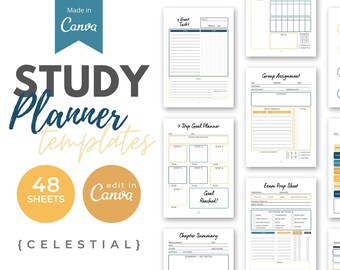 Study Planner Canva Templates, editable study planner printable, student study planner, study template, digital college student planner