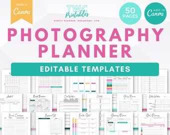 Photography Planner Canva Templates, Photography Business Planner, Photography Planner Printables, Photographer Planner, Photoshoot Planner
