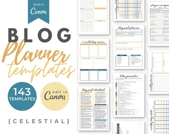 Blog Planner Canva Templates, 2023 blog planner, content planner, editable printable planner for blogger, blog branding, blog post planner