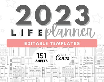 2023 Calendar Planner Canva Templates, Editable 2023 Planner Printable, Agenda Planner Template Inserts, Daily Weekly Monthly Planner, Canva