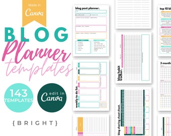 Blog Planner Canva Templates, Blogging Planner Templates, Blogging How To, Blogging Kit, Blog Content Calendar, Blog Post Template, Canva