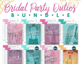 Bridal Party Duties Bundle, bridal party printable, maid of honor duties, bridesmaid duties, best man duties, printable bridal party gift